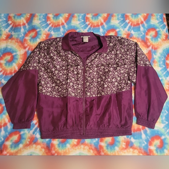 Vintage 100% Silk Shell Silk Exchange Floral Windbreaker Jacket - Picture 2 of 4